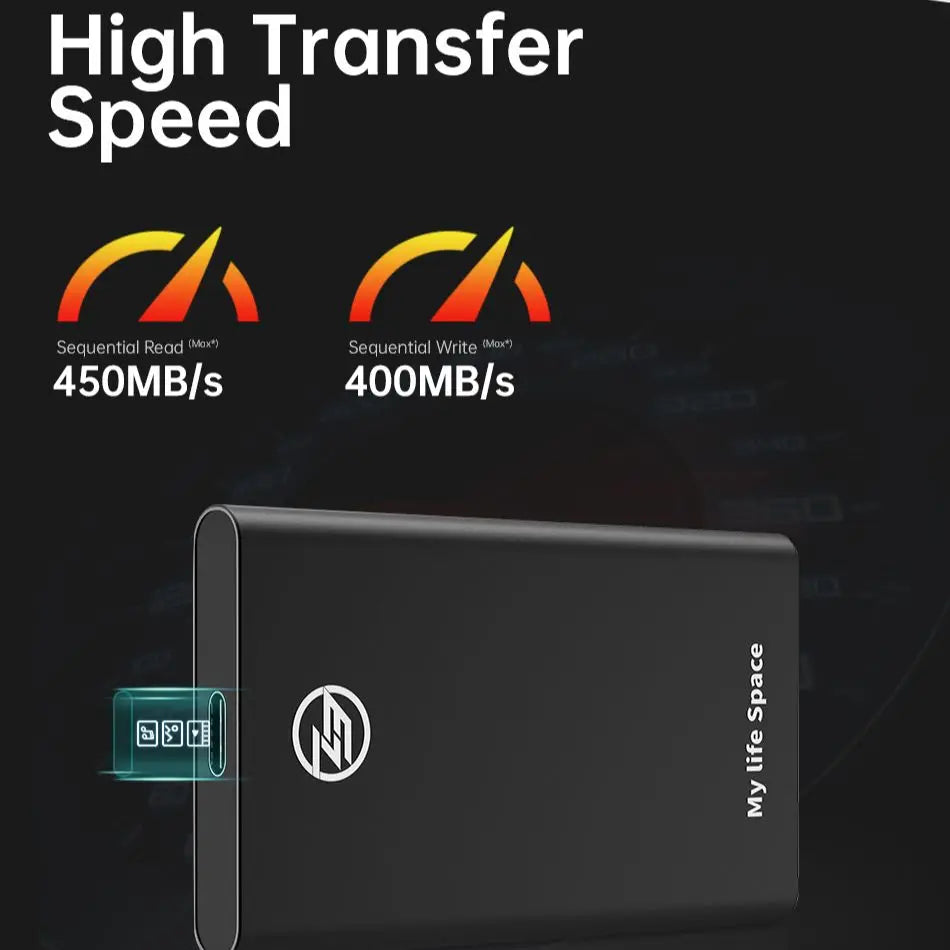 SSD Externe Portable KingSpec 120 Go à 1 To USB 3.1 Type-C
