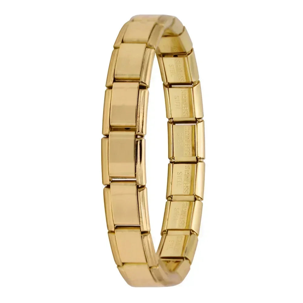 Bracelet Élastique Charms Acier Inoxydable 9 mm pour Femme - Style Italien