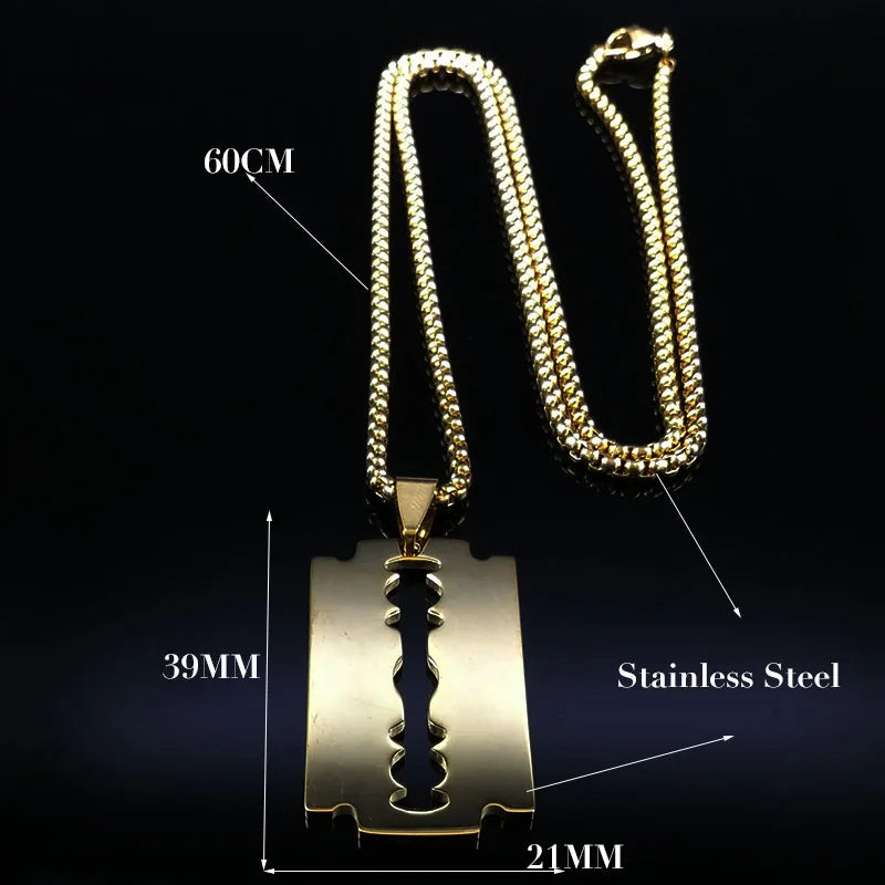 Collier Pendentif Lame Gothique Acier Inoxydable Noir
