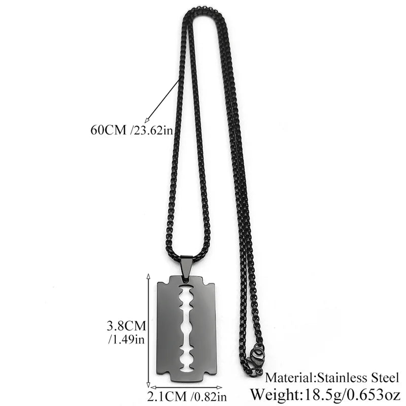 Collier Pendentif Lame Gothique Acier Inoxydable Noir