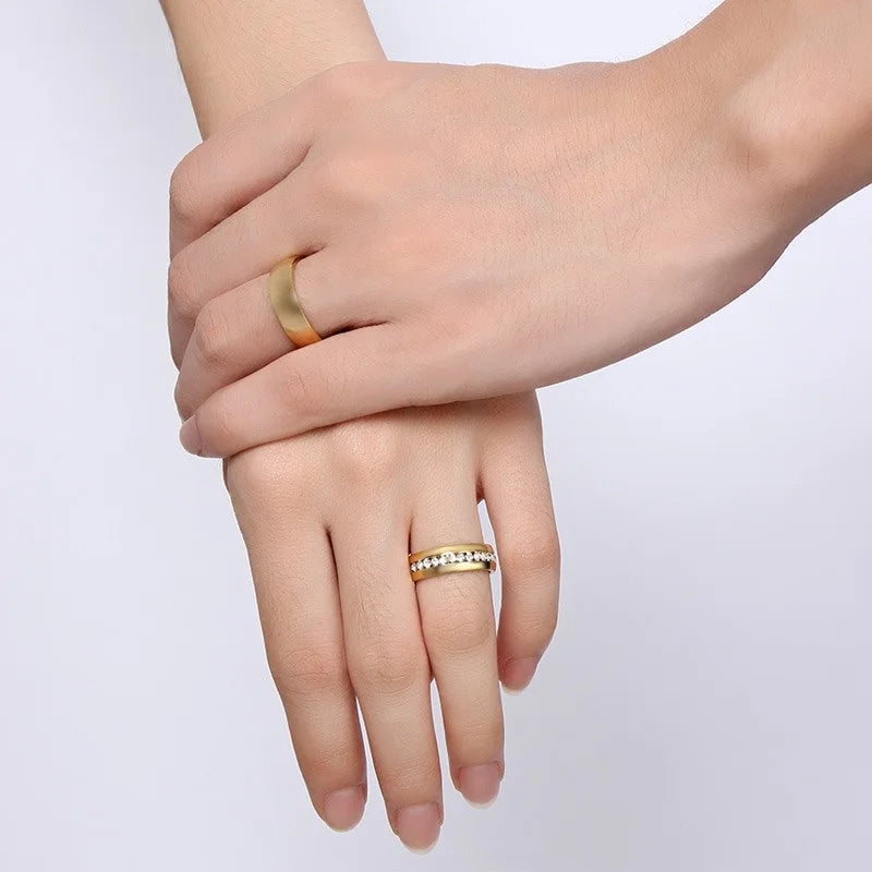 Alliance Acier Inoxydable Dorée Homme/Femme - Bague de Mariage Simple