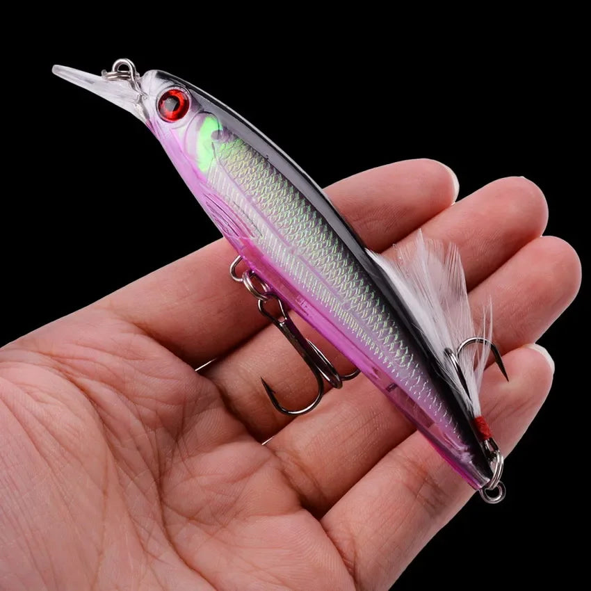 Leurre de Pêche Minnow Laser 11 cm 13 g - Crankbait avec Hameçons