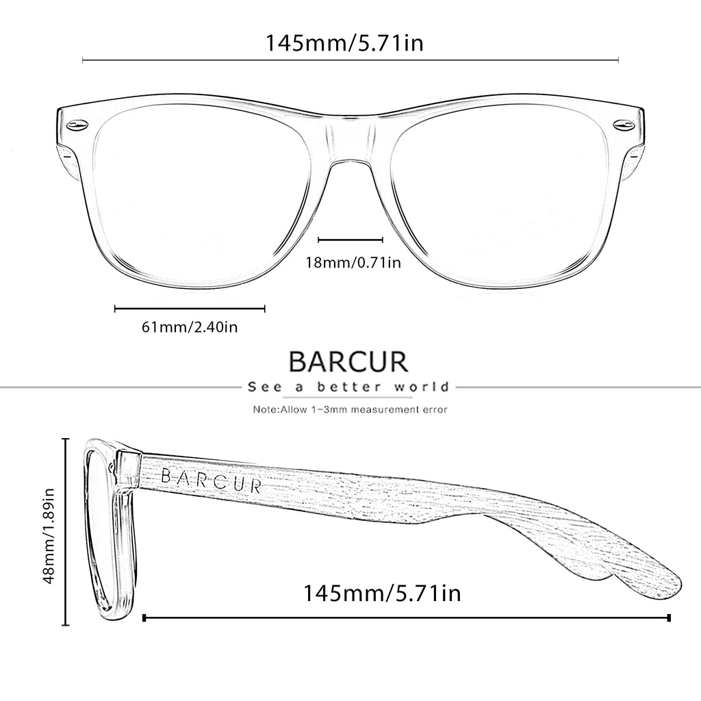 Lunettes de Soleil Bois Noyer Barcur - Polarisées Homme UV400