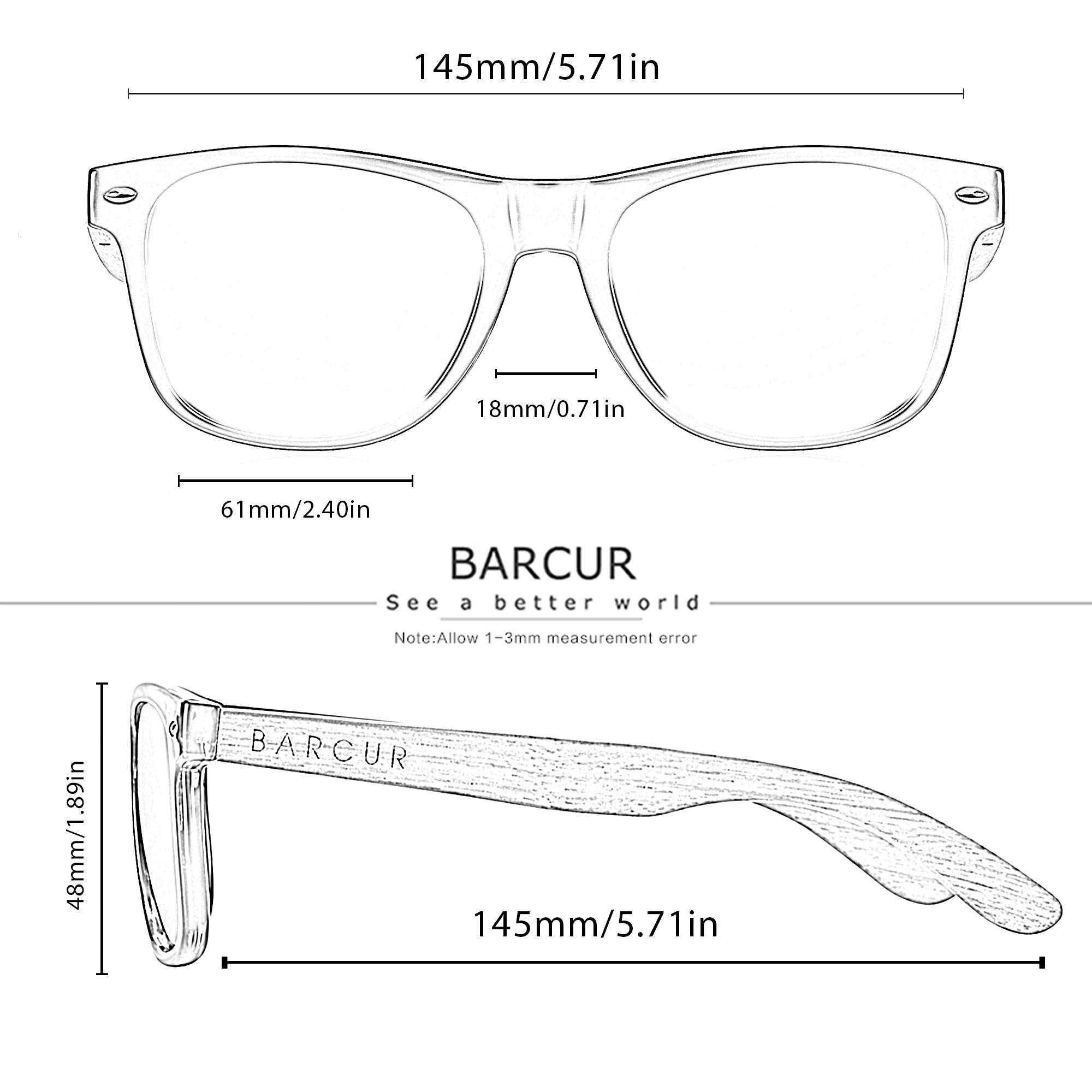 Lunettes de Soleil Bois Noyer Barcur - Polarisées Homme UV400