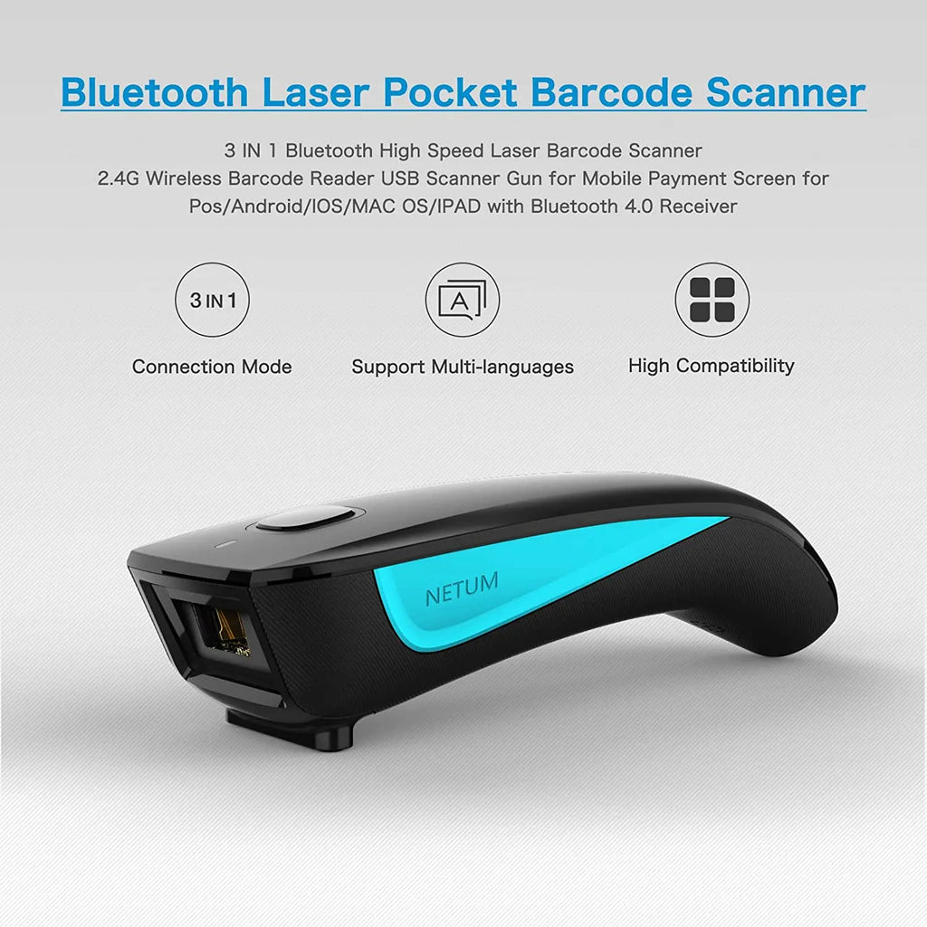 Scanner Code-Barres Bluetooth 2D QR NETUM C750 et Laser 1D C830