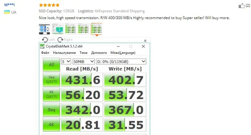 SSD Externe Portable KingSpec 120 Go à 1 To USB 3.1 Type-C