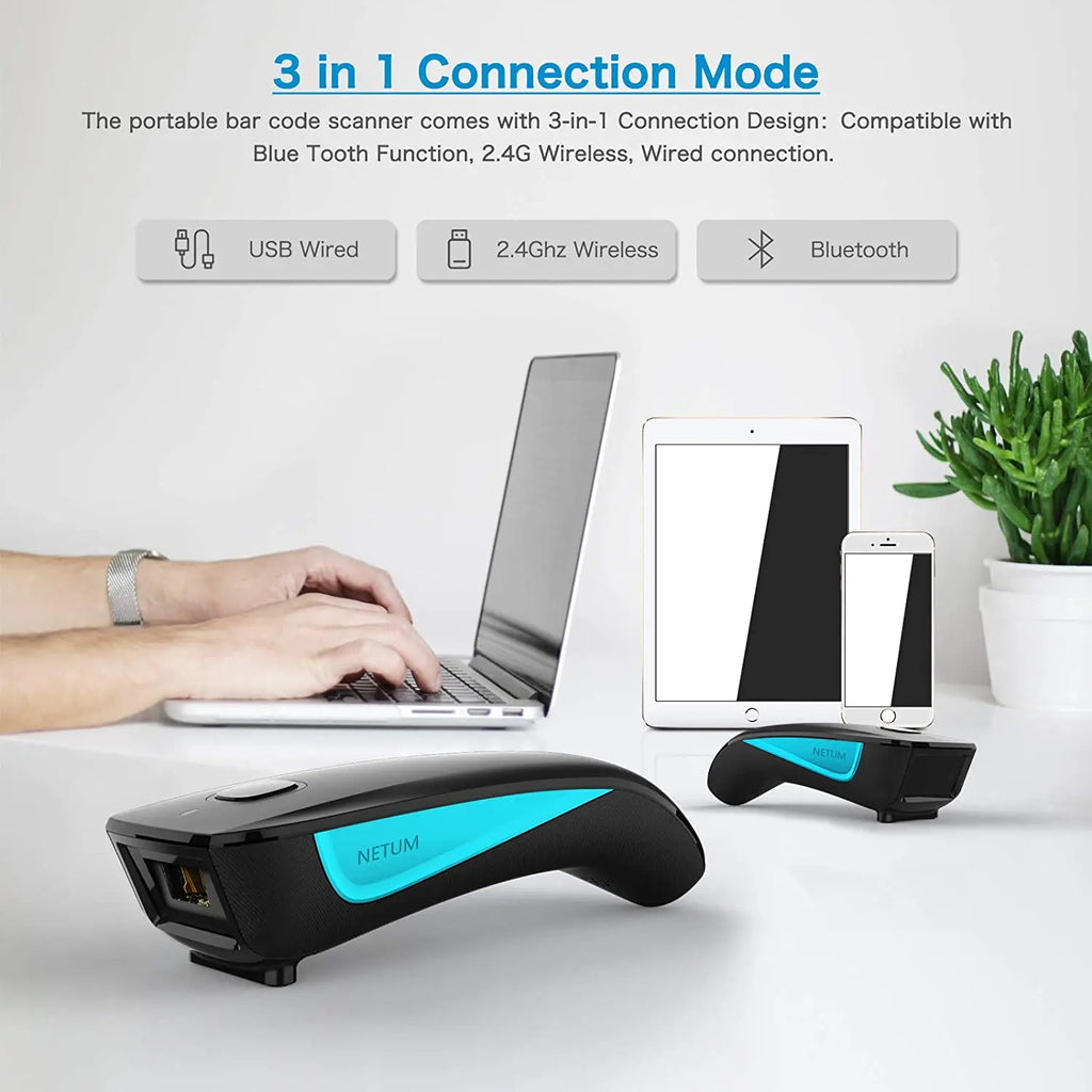 Scanner Code-Barres Bluetooth 2D QR NETUM C750 et Laser 1D C830